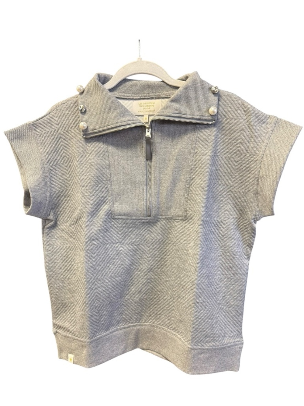 Simply Southern Gray Short-Sleeve Zip‎ Pullover with Pearl Snap Collar
